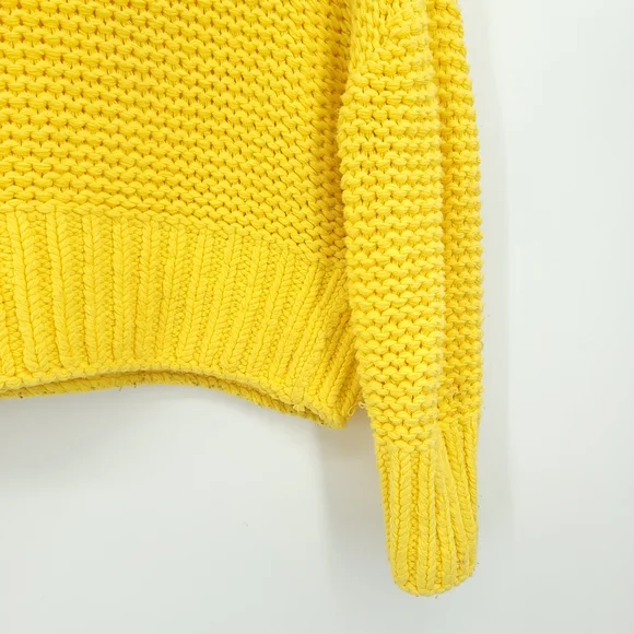 Free People Women Small My Only Sunshine Yellow Mock Neck Relaxed Boho Sweater - Picture 7 of 15